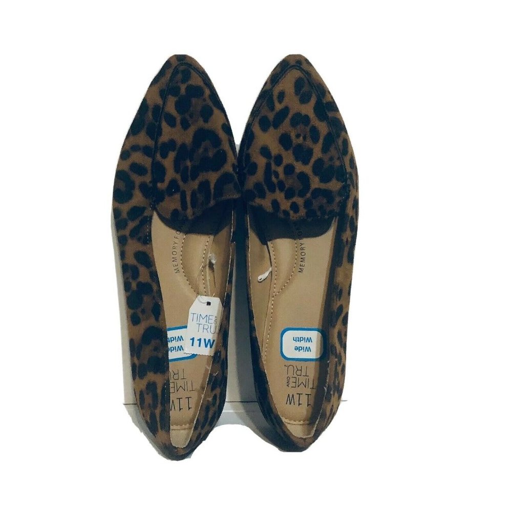 Time And Tru Womens Loafers Sz 11W Leopard Pattern
